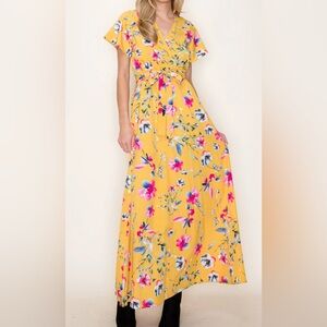 NWT Yellow Floral Maxi Dress